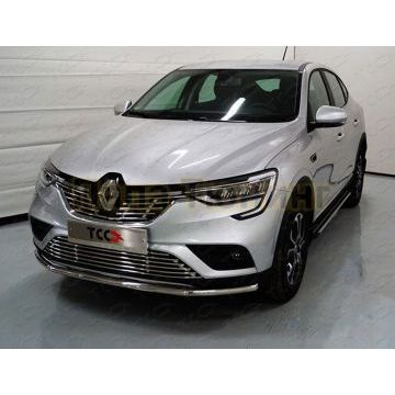 Пороги алюминиевые "Slim Line Silver" 1720 мм ТСС для Renault Arkana 2019-