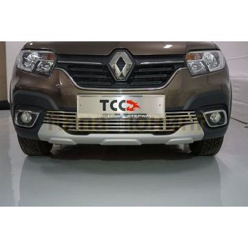 Решетка радиатора нижняя 12 мм ТСС для Renault Logan Stepway 2018-