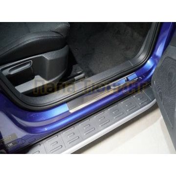 Накладки на пороги (лист зеркальный) 4шт ТСС для Skoda Karoq 2020-