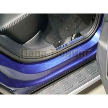 Накладки на пластиковые пороги (лист зеркальный) 4шт ТСС для Skoda Karoq 2020-