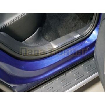 Накладки на пластиковые пороги (лист шлифованный) 4шт ТСС для Skoda Karoq 2020-