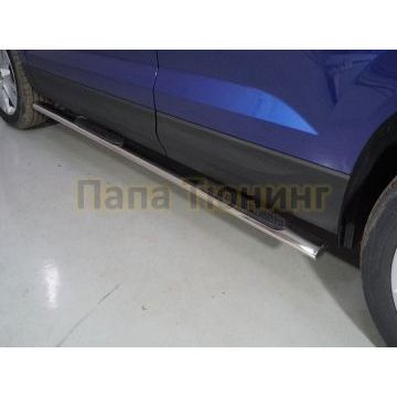 Пороги овальные с накладкой 75х42 мм ТСС для Skoda Karoq 2020- Пороги овальные с накладкой 75х42 мм ТСС для Skoda Karoq 2020-