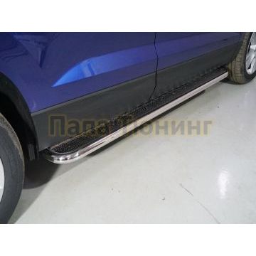 Пороги с площадкой (нерж. лист) 42,4 мм ТСС для Skoda Karoq 2020- Пороги с площадкой (нерж. лист) 42,4 мм ТСС для Skoda Karoq 2020-