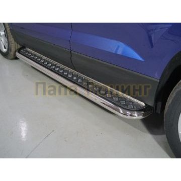 Пороги с площадкой 60,3 мм ТСС для Skoda Karoq 2020- Пороги с площадкой 60,3 мм ТСС для Skoda Karoq 2020-