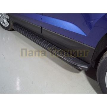 Пороги алюминиевые с пластиковой накладкой (карбон черные) 1720 мм ТСС для Skoda Karoq 2020- Пороги алюминиевые с пластиковой накладкой (карбон черные) 1720 мм ТСС для Skoda Karoq 2020-