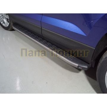 Пороги алюминиевые с пластиковой накладкой (карбон серые) 1720 мм ТСС для Skoda Karoq 2020- Пороги алюминиевые с пластиковой накладкой (карбон серые) 1720 мм ТСС для Skoda Karoq 2020-