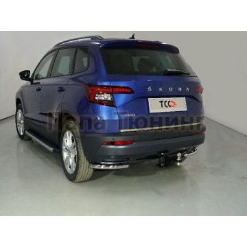 Защита задняя (уголки) 42,4 мм ТСС для Skoda Karoq 2020-