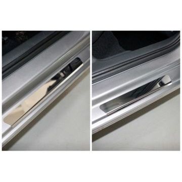 Накладки на пороги внешние (лист зеркальный) 4шт ТСС для Skoda Rapid 2020-