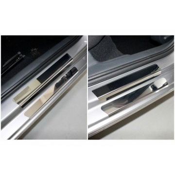 Накладки на пороги внутренние и внешние (лист зеркальный) 8шт ТСС для Skoda Rapid 2020-