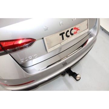 Накладка на задний бампер (лист зеркальный) ТСС для Skoda Rapid 2020-