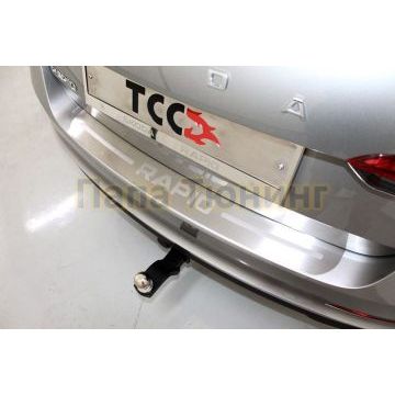 Накладка на задний бампер (лист шлифованный надпись Rapid) ТСС для Skoda Rapid 2020- Накладка на задний бампер (лист шлифованный надпись Rapid) ТСС для Skoda Rapid 2020-