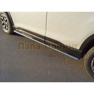 Пороги овальные с накладкой 120х60 мм ТСС для Subaru Forester (S5) 2018-
