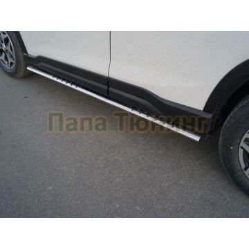 Пороги овальные с проступью 75х42 мм ТСС для Subaru Forester (S5) 2018-