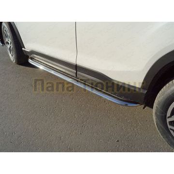 Пороги с площадкой 75х42 мм ТСС для Subaru Forester (S5) 2018-