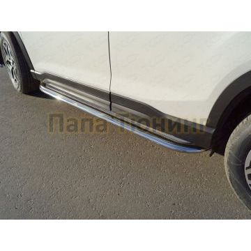 Пороги с площадкой (нерж. лист) 75х42 мм ТСС для Subaru Forester (S5) 2018-