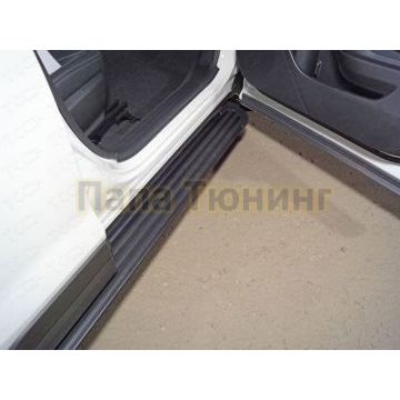 Пороги алюминиевые "Slim Line Black" 1720 мм ТСС для Subaru Forester (S5) 2018- Пороги алюминиевые "Slim Line Black" 1720 мм ТСС для Subaru Forester (S5) 2018-