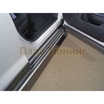 Пороги алюминиевые "Slim Line Silver" 1720 мм ТСС для Subaru Forester (S5) 2018-