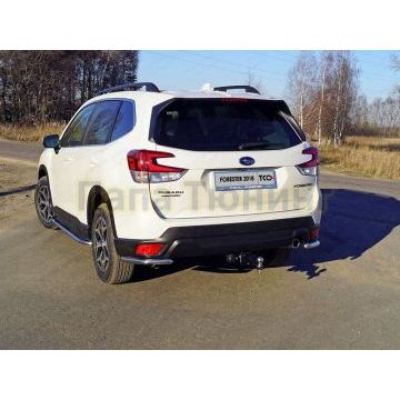 Защита задняя (уголки длинные) 42,4 мм ТСС для Subaru Forester (S5) 2018-