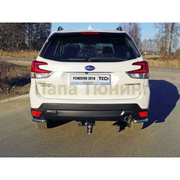 Защита задняя (уголки короткие) 42,4 мм (под брызговики) ТСС для Subaru Forester (S5) 2018-