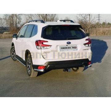 Защита задняя (уголки овальные короткие) 75х42 мм (под брызговики) ТСС для Subaru Forester (S5) 2018-