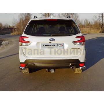 Защита задняя (уголки овальные короткие) 75х42 мм (под брызговики) ТСС для Subaru Forester (S5) 2018-