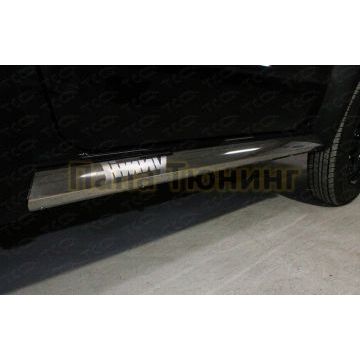 Накладки на пластиковый внешний порог (лист зеркальный надпись JIMNY) 2шт ТСС для Suzuki Jimny 2019-