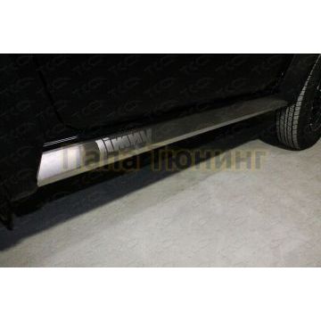 Накладки на пластиковый внешний порог (лист шлифованный надпись JIMNY) 2шт ТСС для Suzuki Jimny 2019-