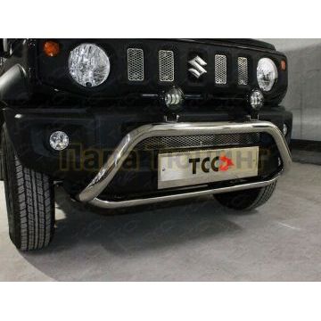 Защита передняя (кенгурин с фарами) 60,3/75 мм ТСС для Suzuki Jimny 2019-