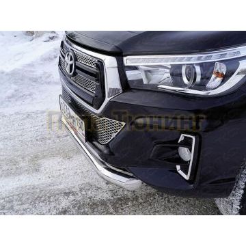 Защита передняя нижняя 76,1 мм  ТСС для Toyota Hilux Exclusive 2018-