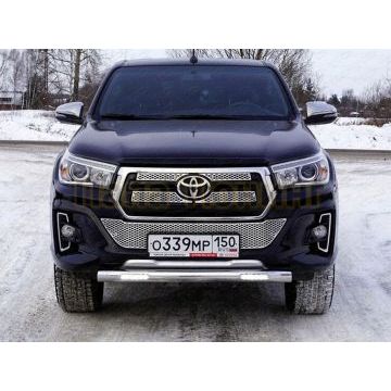 Защита передняя нижняя (с ДХО) 76,1 мм ТСС для Toyota Hilux Exclusive 2018- Защита передняя нижняя (с ДХО) 76,1 мм ТСС для Toyota Hilux Exclusive 2018-