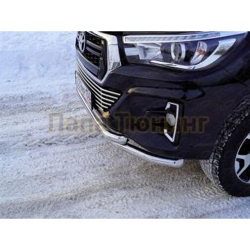 Защита передняя нижняя (двойная) 60,3/60,3 мм ТСС для Toyota Hilux Exclusive 2018-