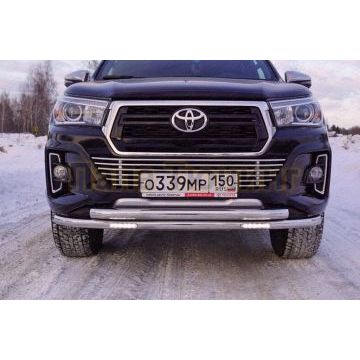 Защита передняя нижняя (двойная с ДХО) 60,3/60,3 мм ТСС для Toyota Hilux Exclusive 2018- Защита передняя нижняя (двойная с ДХО) 60,3/60,3 мм ТСС для Toyota Hilux Exclusive 2018-