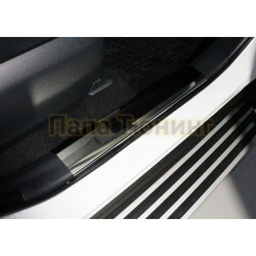 Накладки на пластиковые пороги (лист зеркальный) 4шт ТСС для Toyota RAV4 2019-