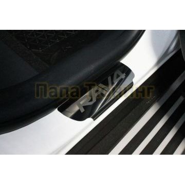 Накладки на пороги (лист зеркальный надпись RAV4) 4 шт ТСС для Toyota RAV4 2019-