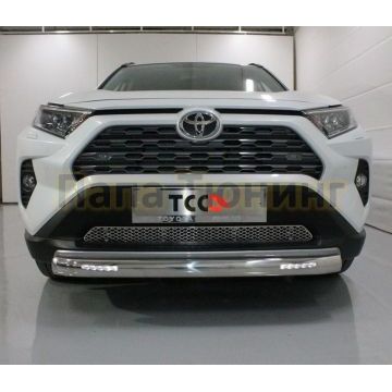 Защита передняя нижняя (овальная с ДХО) 75х42 мм ТСС для Toyota RAV4 2019-