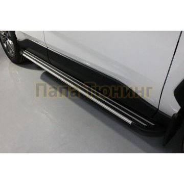 Пороги алюминиевые "Slim Line Silver" 1720 мм ТСС для Toyota RAV4 2019-