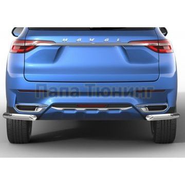 Защита заднего бампера d57 уголки Rival для Haval F7 2019-2022
