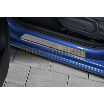 Накладки на пороги RUSSTAL (нерж., зеркало) РусСталь для Hyundai Solaris 2017-