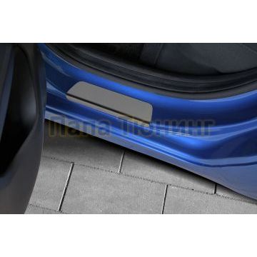 Накладки на пороги RUSSTAL (нерж., карбон, надпись) РусСталь для Hyundai Solaris 2017-