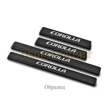 Накладки на пороги RUSSTAL (нерж., карбон, надпись) РусСталь для Lada Vesta SW CROSS 2017-