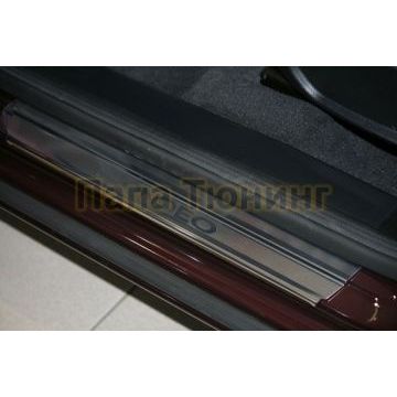 Накладки на пороги RUSSTAL (нерж., карбон, надпись) РусСталь для Ford Mondeo 2015-