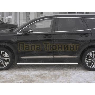 Пороги труба 120х60 овал с проступью РусСталь для Hyundai Santa fe 2018-