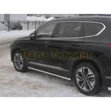 Пороги труба d42 секции (вариант 1) РусСталь для Hyundai Santa fe 2018-