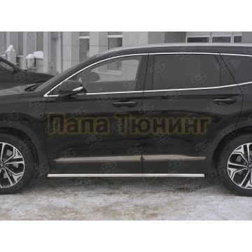 Пороги труба d42 секции (вариант 1) РусСталь для Hyundai Santa fe 2018-