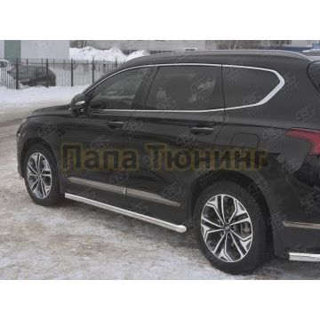 Пороги труба d57 секции (вариант 1) РусСталь для Hyundai Santa fe 2018-