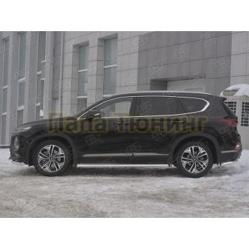 Пороги труба d57 секции (вариант 1) РусСталь для Hyundai Santa fe 2018-