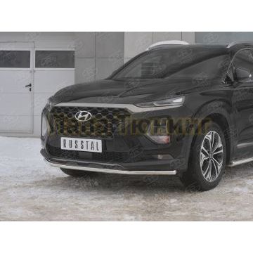 Защита переднего бампера d42 секции РусСталь для Hyundai Santa fe 2018-