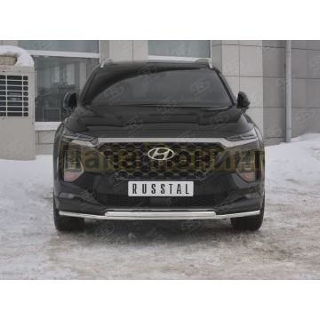 Защита переднего бампера d42 секции-d42 дуга РусСталь для Hyundai Santa fe 2018-