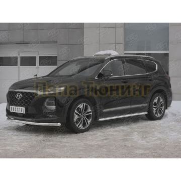 Защита переднего бампера d57 секции РусСталь для Hyundai Santa fe 2018-