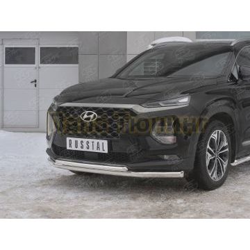 Защита переднего бампера d57 секции-d42 дуга РусСталь для Hyundai Santa fe 2018-